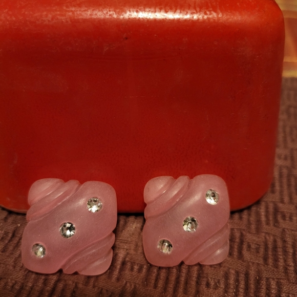 Light pink with rhinestone earrings - Picture 2 of 2